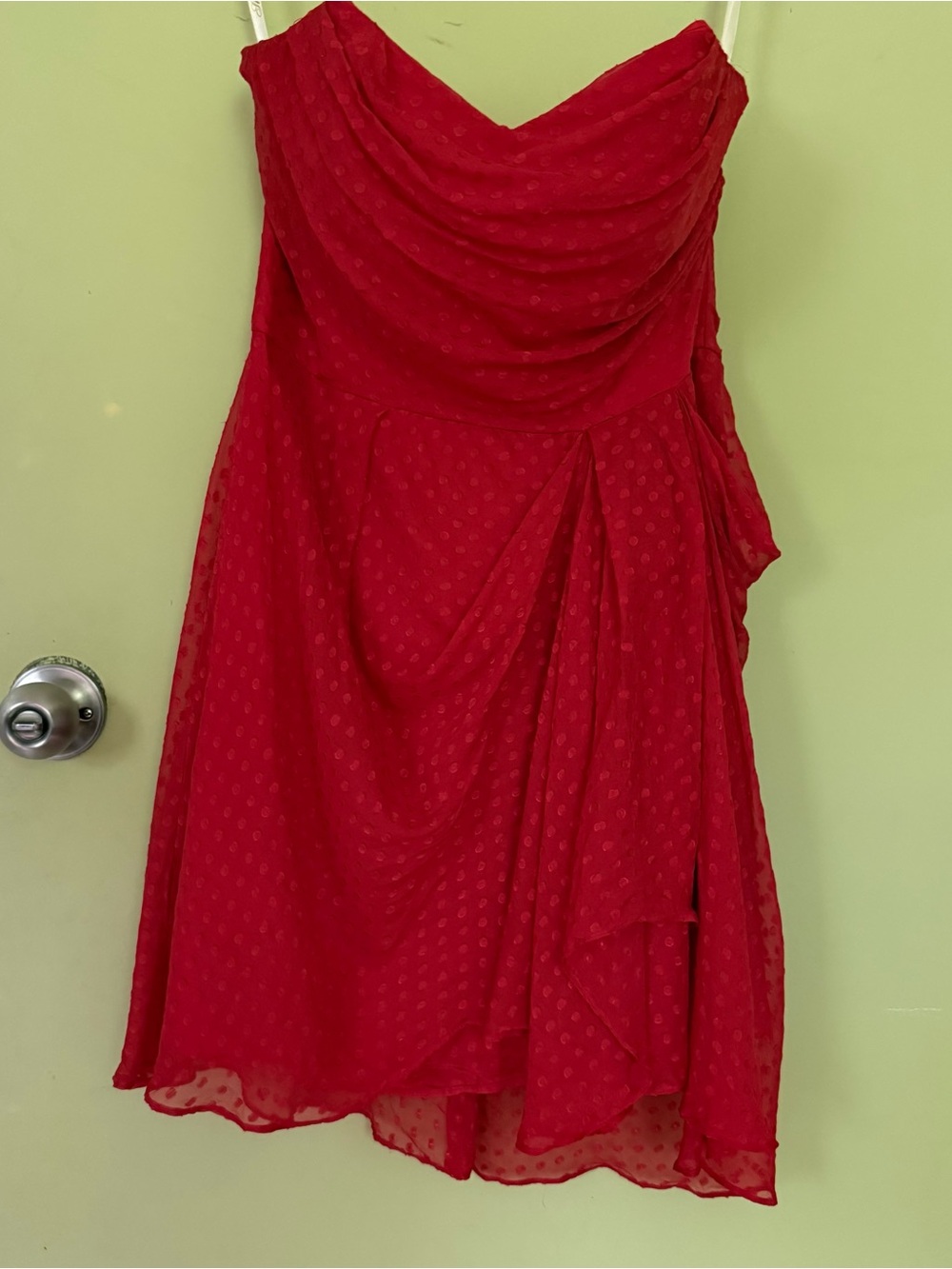 Astmetrical Red Draped Chiffon Dress